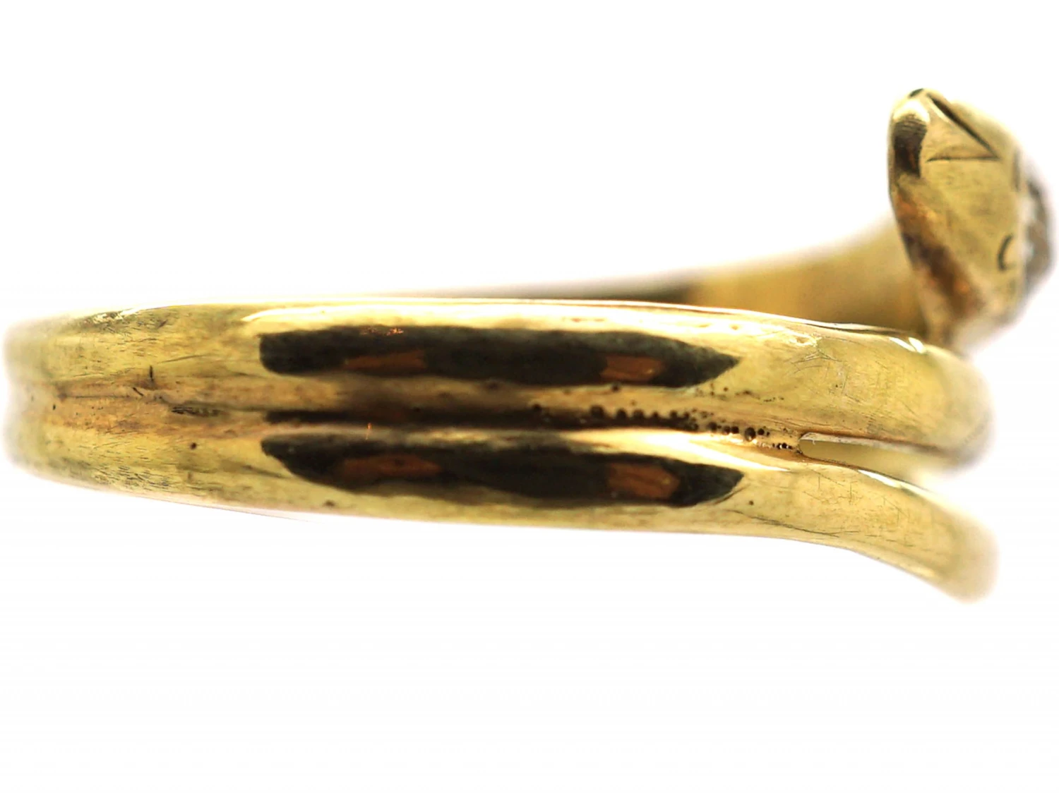 Early 20th Century 14ct Gold Snake Ring Set With A Diamond 7 Early 20th Century 14ct Gold Snake Ring Set With A Diamond - Image 5