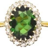 18ct Gold, Green Tourmaline & Diamond Cluster Ring