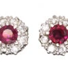 Mid 20th Century 18ct White Gold, Ruby & Diamond Cluster Earrings 1 Mid 20th Century 18ct White Gold, Ruby & Diamond Cluster Earrings -Antique Jewellery Company DSC04230