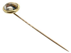 Victorian 18ct Gold Rock Crystal Reverse Intaglio Tie Pin Of A Pheasant -Antique Jewellery Company DSC04232