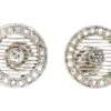 Art Deco Platinum & Rose Diamond & Transition Cut Diamond Round Earrings 2 Art Deco Platinum & Rose Diamond & Transition Cut Diamond Round Earrings -Antique Jewellery Company DSC04235