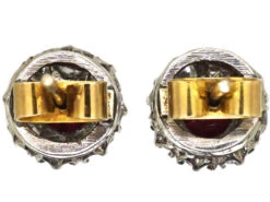 Mid 20th Century 18ct White Gold, Ruby & Diamond Cluster Earrings 5 Mid 20th Century 18ct White Gold, Ruby & Diamond Cluster Earrings -Antique Jewellery Company DSC04236