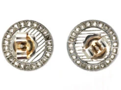 Art Deco Platinum & Rose Diamond & Transition Cut Diamond Round Earrings -Antique Jewellery Company DSC04239