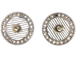 Art Deco Platinum & Rose Diamond & Transition Cut Diamond Round Earrings -Antique Jewellery Company DSC04241