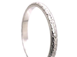 Edwardian Platinum Wedding Ring With Laurel Leaf Motif 8 Edwardian Platinum Wedding Ring With Laurel Leaf Motif -Antique Jewellery Company DSC04245 copy