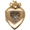 Edwardian 9ct Gold Heart Locket Set With A Rose Diamond -Antique Jewellery Company DSC042481