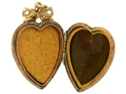 Edwardian 9ct Gold Heart Locket Set With A Rose Diamond 9 Edwardian 9ct Gold Heart Locket Set With A Rose Diamond -Antique Jewellery Company DSC042501