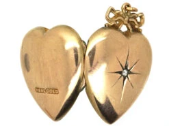 Edwardian 9ct Gold Heart Locket Set With A Rose Diamond 8 Edwardian 9ct Gold Heart Locket Set With A Rose Diamond -Antique Jewellery Company DSC042511
