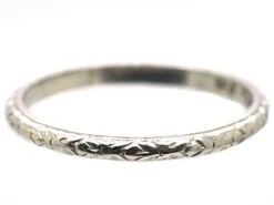 Edwardian Platinum Wedding Ring With Laurel Leaf Motif 11 Edwardian Platinum Wedding Ring With Laurel Leaf Motif -Antique Jewellery Company DSC04260 copy