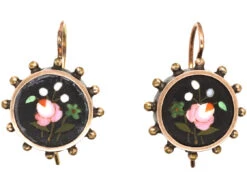 Victorian Silver ​& Gold Pietra Dura Earrings
