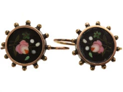 Victorian Silver & Gold Pietra Dura Earrings 8 Victorian Silver & Gold Pietra Dura Earrings -Antique Jewellery Company DSC042751