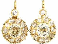 Late 19th Century 18ct Gold, Diamond Cluster Earrings