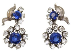 Sapphire & Diamond Drop Cluster Earrings