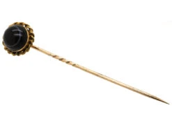 Victorian 15ct Gold Tie Pin Set With A Banded Sardonyx -Antique Jewellery Company DSC04352