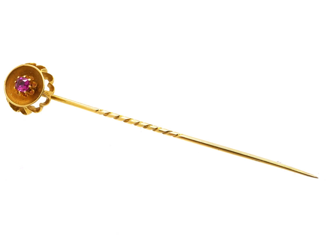 Victorian 15ct Gold & Ruby Tie Pin 4 Victorian 15ct Gold & Ruby Tie Pin - Image 2