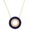 18ct Gold Lapis & Pearl Round Pendant On Chain 1 18ct Gold Lapis & Pearl Round Pendant On Chain -Antique Jewellery Company DSC04368