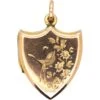 Edwardian 9ct Back & Front Shield Shaped Locket With Swallow Motif 1 Edwardian 9ct Back & Front Shield Shaped Locket With Swallow Motif -Antique Jewellery Company DSC04401