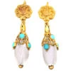 Regency 15ct Gold, White Coral & Turquoise Earrings 2 Regency 15ct Gold, White Coral & Turquoise Earrings -Antique Jewellery Company DSC04445