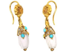 Regency 15ct Gold, White Coral & Turquoise Earrings 10 Regency 15ct Gold, White Coral & Turquoise Earrings -Antique Jewellery Company DSC04448