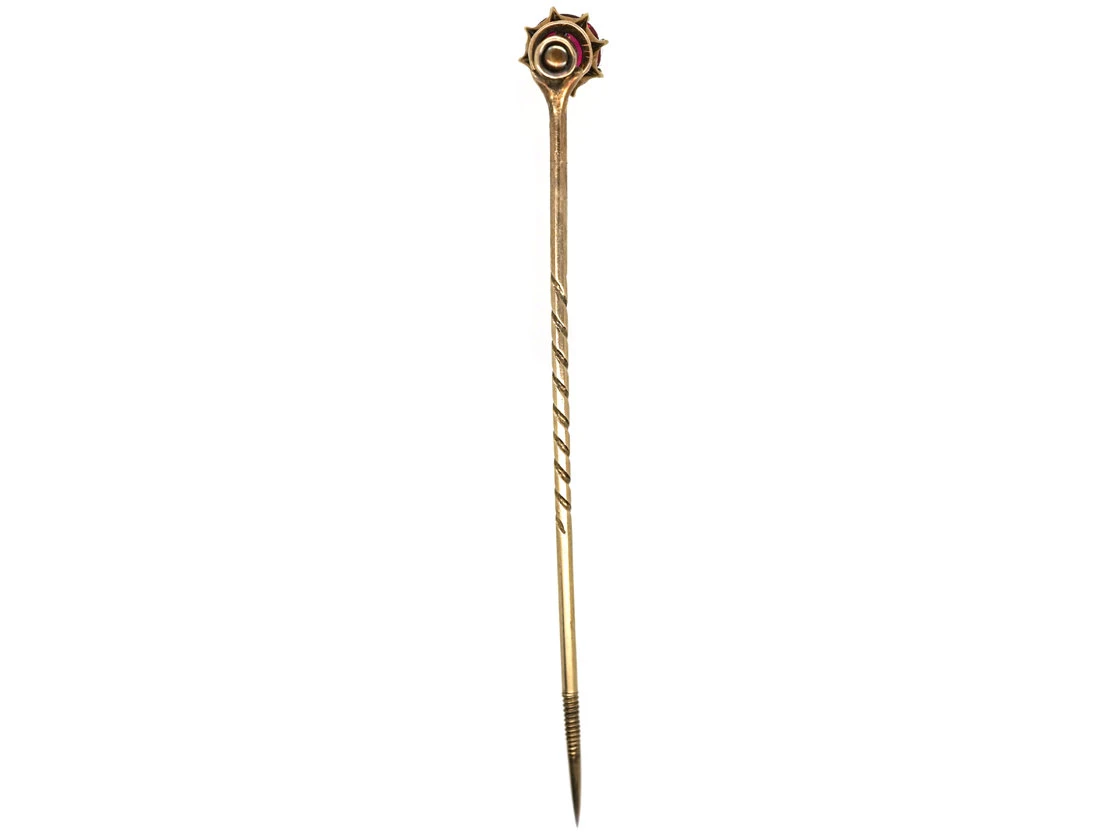 9ct Gold & Garnet Tie Pin 6 9ct Gold & Garnet Tie Pin - Image 4