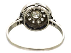 Art Deco Platinum Target Ring Set With Diamonds & Sapphires -Antique Jewellery Company DSC04481