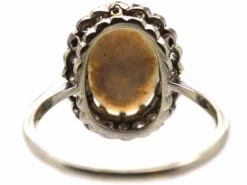 Edwardian 18ct White Gold & Platinum, Black Opal & Diamond Oval Cluster Ring -Antique Jewellery Company DSC04481 scaled 1