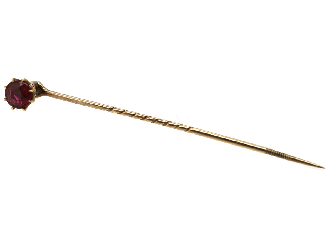 9ct Gold & Garnet Tie Pin 5 9ct Gold & Garnet Tie Pin - Image 3