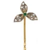 Edwardian Diamond & Emerald Three Petal Tie Pin 1 Edwardian Diamond & Emerald Three Petal Tie Pin -Antique Jewellery Company DSC04487 2