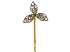Edwardian Diamond & Emerald Three Petal Tie Pin