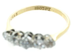 18ct Gold Diamond Five Stone Ring 14 18ct Gold Diamond Five Stone Ring -Antique Jewellery Company DSC04490 1