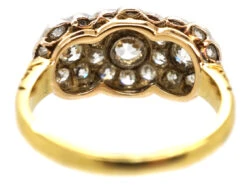 Edwardian 18ct Gold, Platinum ​& Diamond Triple Cluster Ring -Antique Jewellery Company DSC04527