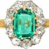 Edwardian 18ct Gold & Platinum, Emerald & Diamond Oval Cluster Ring -Antique Jewellery Company DSC04534 scaled 1