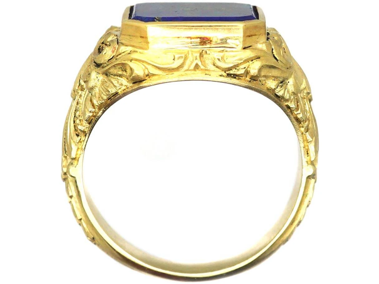 Edwardian 18ct Gold Signet Ring Set With Lapis Lazuli 4 Edwardian 18ct Gold Signet Ring Set With Lapis Lazuli - Image 2