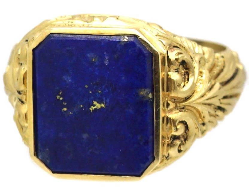 Edwardian 18ct Gold Signet Ring Set With Lapis Lazuli 8 Edwardian 18ct Gold Signet Ring Set With Lapis Lazuli - Image 6