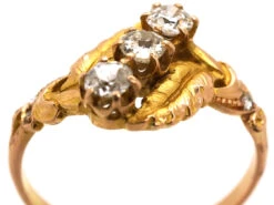 Art Nouveau 18ct Gold Leaves & Diamonds Ring -Antique Jewellery Company DSC04575