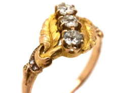 Art Nouveau 18ct Gold Leaves & Diamonds Ring -Antique Jewellery Company DSC04578