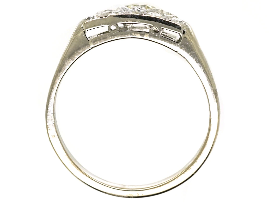 Art Deco Platinum & Diamond Fan Shaped Ring 8 Art Deco Platinum & Diamond Fan Shaped Ring - Image 6