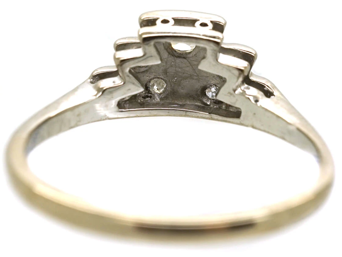 Art Deco Platinum & Diamond Fan Shaped Ring 9 Art Deco Platinum & Diamond Fan Shaped Ring - Image 7