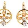 Edwardian 18ct Gold & Diamond Three Petal Flower Earrings 2 Edwardian 18ct Gold & Diamond Three Petal Flower Earrings -Antique Jewellery Company DSC04639