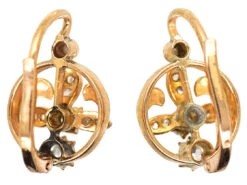 Edwardian 18ct Gold & Diamond Three Petal Flower Earrings -Antique Jewellery Company DSC04641