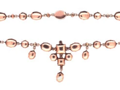 Edwardian Flat Cut Almandine Garnet, Pearl & Gold Necklace In Original Case 20 Edwardian Flat Cut Almandine Garnet, Pearl & Gold Necklace In Original Case -Antique Jewellery Company DSC04653