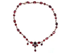 Edwardian Flat Cut Almandine Garnet, Pearl & Gold Necklace In Original Case 14 Edwardian Flat Cut Almandine Garnet, Pearl & Gold Necklace In Original Case -Antique Jewellery Company DSC04656