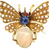 Edwardian 15ct Gold Bee Brooch Set With A Sapphire,Opal & Natural Split Pearls -Antique Jewellery Company DSC04683