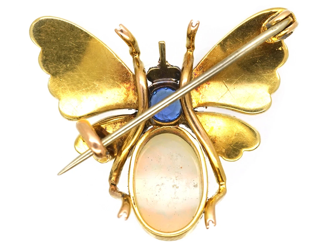 Edwardian 15ct Gold Bee Brooch Set With A Sapphire,Opal & Natural Split Pearls 4 Edwardian 15ct Gold Bee Brooch Set With A Sapphire,Opal & Natural Split Pearls - Image 3