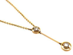 Art Deco Two Diamond Drop Pendant In Original Case -Antique Jewellery Company DSC04712