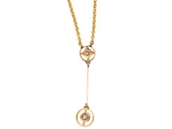 Art Deco Two Diamond Drop Pendant In Original Case -Antique Jewellery Company DSC04714