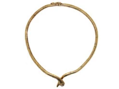 9ct Gold Snake Necklace With Ruby Eyes -Antique Jewellery Company DSC04736