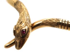 9ct Gold Snake Necklace With Ruby Eyes -Antique Jewellery Company DSC04743