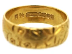 18ct Gold Wedding Band With Roses & Ivy Motif -Antique Jewellery Company DSC04744