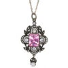 Edwardian Silver, Pink & White Paste Pendant On Silver Chain -Antique Jewellery Company DSC04755